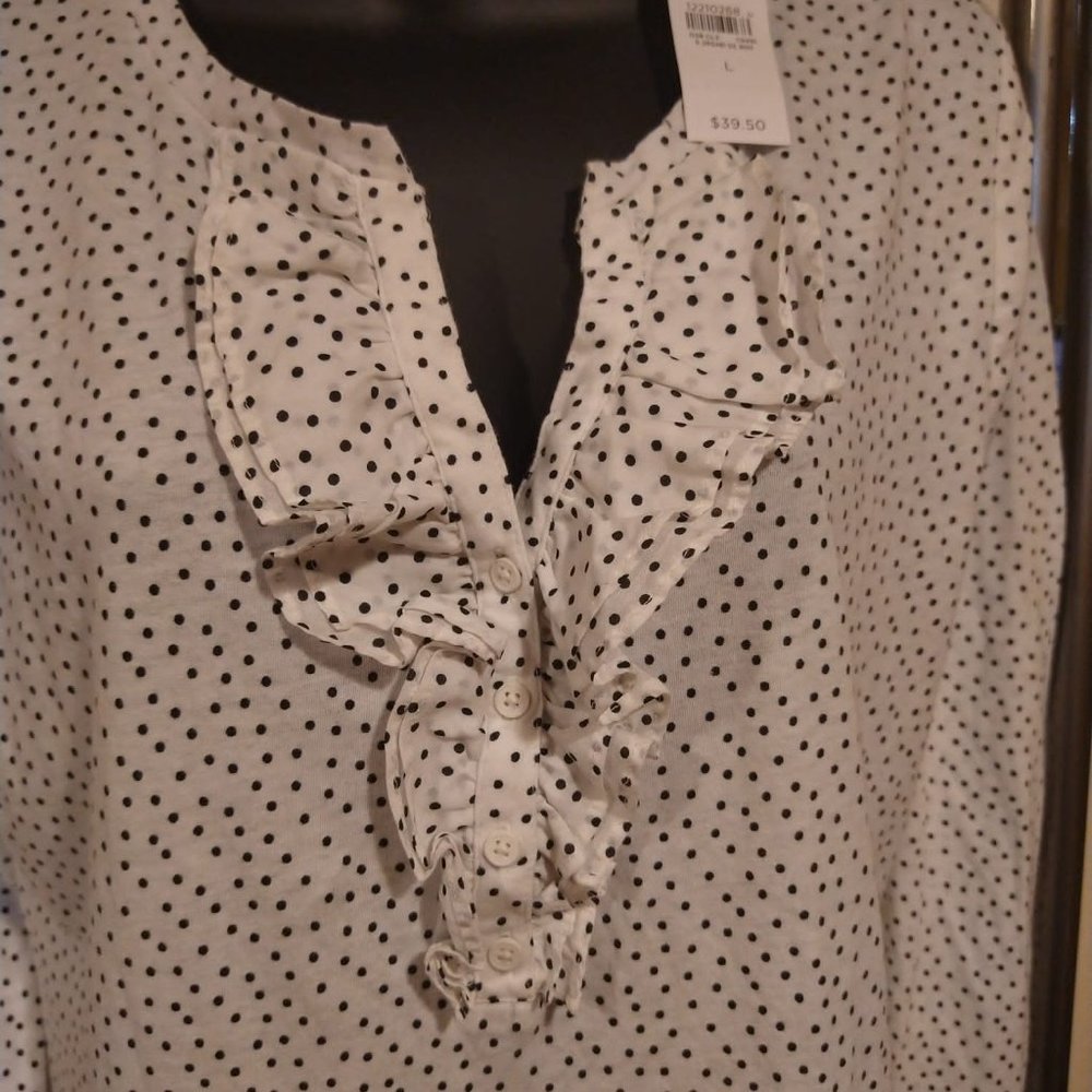 NWT LOFT Women's Long Sleeve Top Ruffle Neckline L - Picture 5 of 7